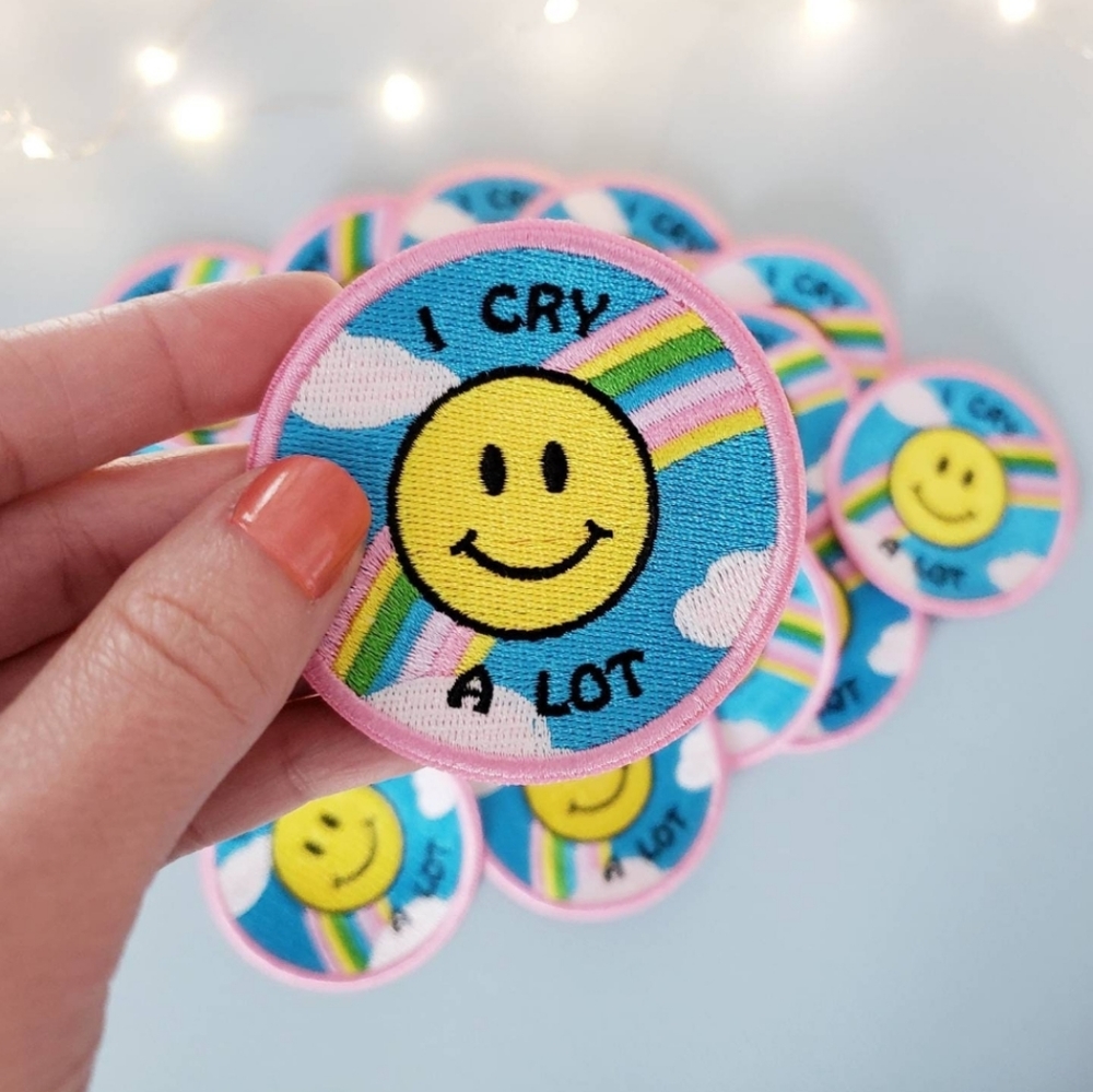 I Cry A Lot ~ Embroidered Iron On Patch ~ DIY for Backpacks, Denim Wear